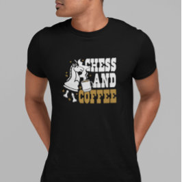 Schaak- en koffieliefhebber paard kunst t-shirt