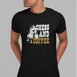 Schaak- en koffieliefhebber paard kunst t-shirt