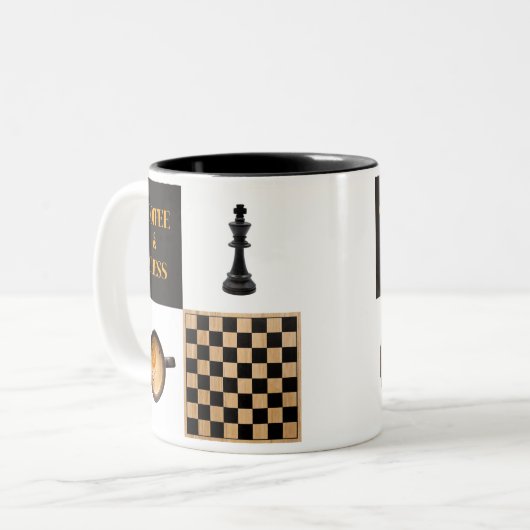 Schaak- en koffieliefhebbers en schaakspelers tweekleurige koffiemok (Voorkant links)
