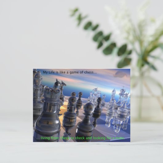 Schaak en leven briefkaart (Staand voorkant)