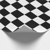 Schaak geruit patroon zwart-wit cadeaupapier (Hoek)