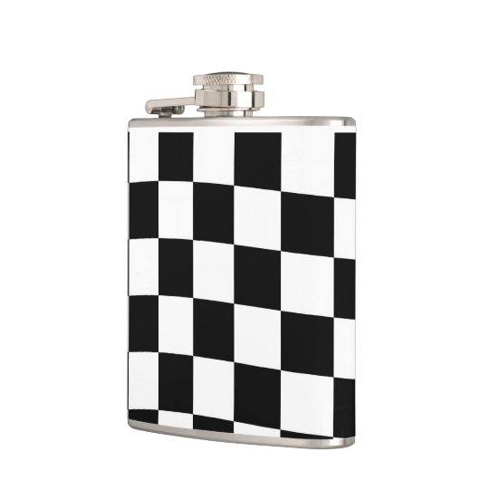 Schaak geruit patroon zwart-wit heupfles (Links)