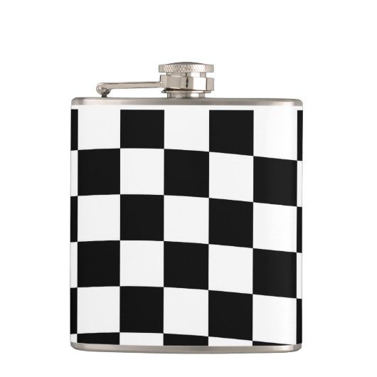 Schaak geruit patroon zwart-wit heupfles (Voorkant)