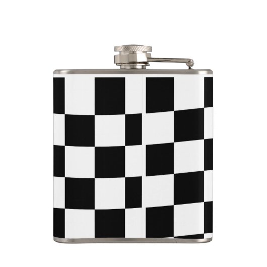 Schaak geruit patroon zwart-wit heupfles (Achterkant)