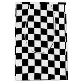 Schaak geruit patroon zwart-wit medium cadeauzakje (Voorkant)