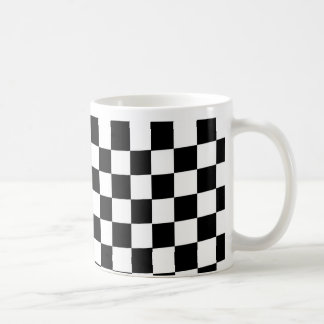 Schaak geruit ras patroon zwart wit koffiemok