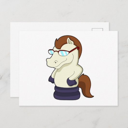 Schaak Knight als paard met zonnebril Briefkaart (Voorkant / Achterkant)