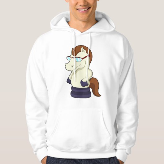 Schaak Knight als paard met zonnebril Hoodie (Voorkant)