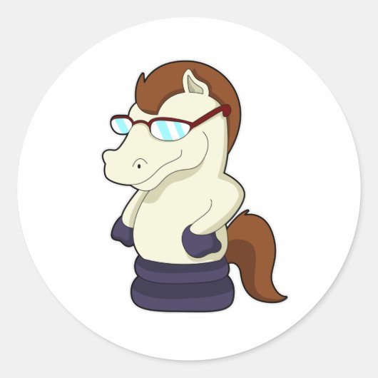 Schaak Knight als paard met zonnebril Ronde Sticker (Voorkant)