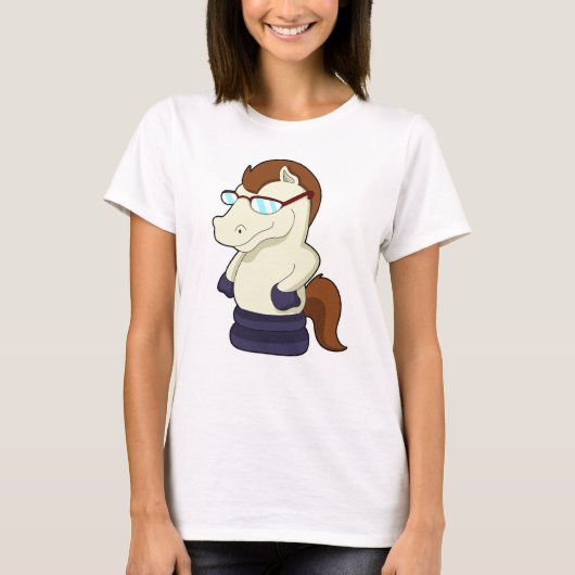 Schaak Knight als paard met zonnebril T-shirt (Voorkant)