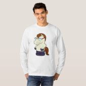 Schaak Knight als paard met zonnebril T-shirt (Voorkant volledig)