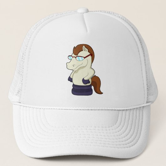 Schaak Knight als paard met zonnebril Trucker Pet (Voorkant)