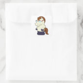 Schaak Knight als paard met zonnebril Vierkante Sticker (Tas)