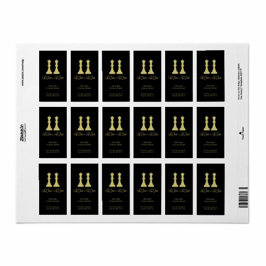 Schaak Koningin & Koningin Gouden Stukken voor Les Etiket (Full Sheet)