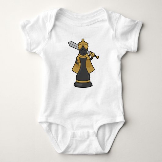 Schaak Koningin op schaak met zwaard Romper (Voorkant)