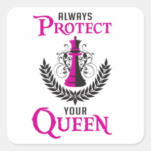 Schaak Queen Schaakbord Checkmate Board Grappig ca Vierkante Sticker