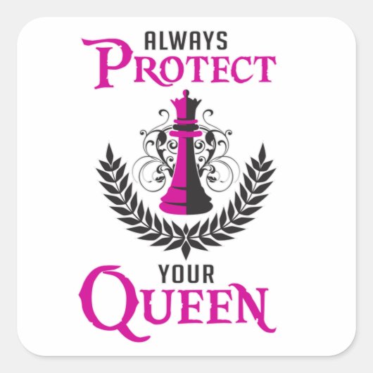 Schaak Queen Schaakbord Checkmate Board Grappig ca Vierkante Sticker (Voorkant)