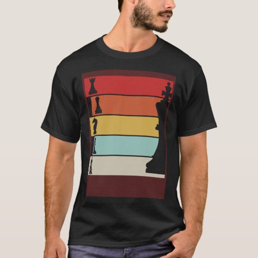 Schaak Retro Speler Schaakbord T-shirt (Voorkant)