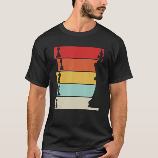 Schaak Retro Speler Schaakbord T-shirt (Voorkant)