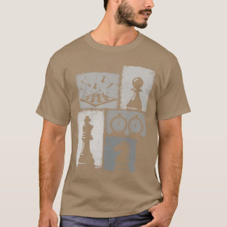 Schaak Vintage Collage Speler Grootmeester Bordspe T-shirt