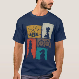 Schaak Vintage Collage Speler Grootmeester Bordspe T-shirt