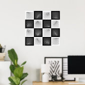 Schaakartikelen (zwarte en witte stukken) poster (Thuiskantoor)