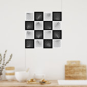 Schaakartikelen (zwarte en witte stukken) poster (Keuken)