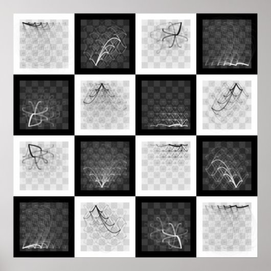 Schaakartikelen (zwarte en witte stukken) poster (Voorkant)