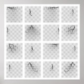 Schaakartikelen (zwarte stukken, vierkant) poster (Voorkant)