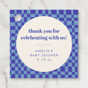 Schaakbord Blauw Aangepaste Baby Shower Dank Je Bedankjes Labels