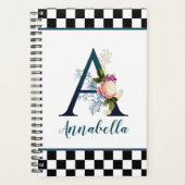 Schaakbord Bloemrijke Monogram Letter A Planner (Voorkant)