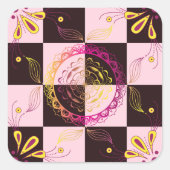 Schaakbord Bloesem Harmonie Vierkante Sticker (Voorkant)