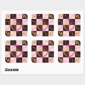 Schaakbord Bloesem Harmonie Vierkante Sticker (Vel)