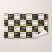 Schaakbord en goudschaakstukken bad handdoek (Handdoek)