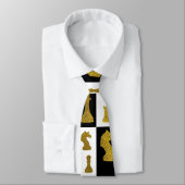 Schaakbord en goudschaakstukken stropdas (Gebonden)