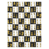 Schaakbord en goudschaakstukken tafelkleed (Voorkant)