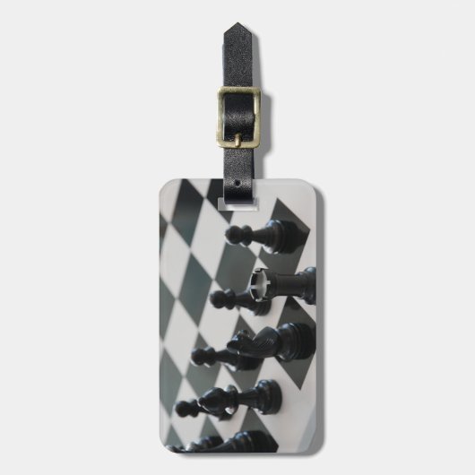 Schaakbord en PIeces Bagagelabel (Voorkant verticaal)