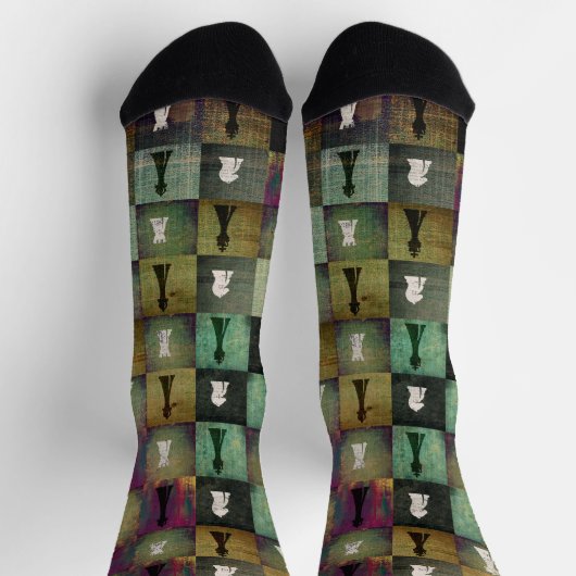 Schaakbord en plakkaatplaat verven en afdrukken sokken (Top)