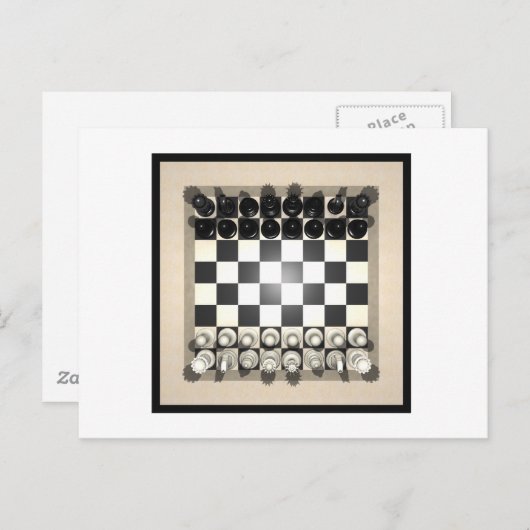 Schaakbord en schaafstukken: briefkaart (Voorkant / Achterkant)