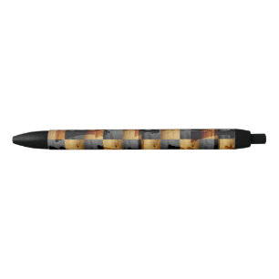 Schaakbord en schaakstukken, van hout zwarte inkt pen
