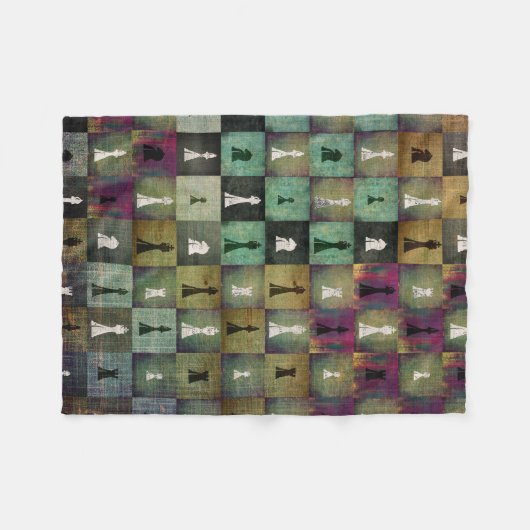 Schaakbord en schaakstukken verven en afdrukken fleece deken (Voorkant (Horizontaal))