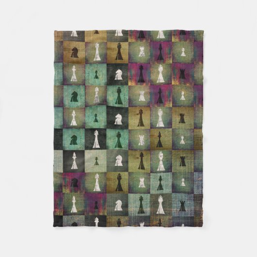 Schaakbord en schaakstukken verven en afdrukken fleece deken (Voorkant)