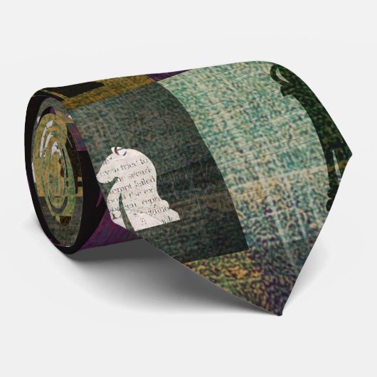 Schaakbord en schaakstukken verven en afdrukken stropdas (Opgerold)