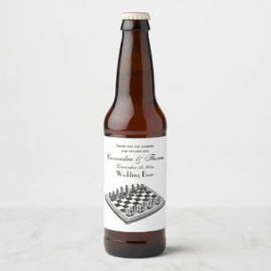 Schaakbord en schaakstukken Vintage Kunst Bier Etiket