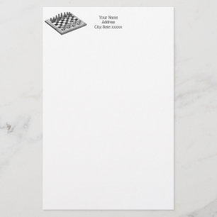 Schaakbord en schaakstukken Vintage Kunst Briefpapier