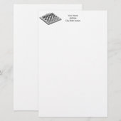 Schaakbord en schaakstukken Vintage Kunst Briefpapier (Voorkant / Achterkant)