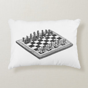 Schaakbord en schaakstukken Vintage Kunst Decoratief Kussen