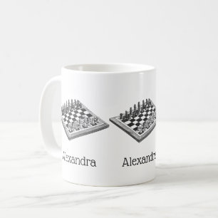 Schaakbord en schaakstukken Vintage Kunst Koffiemok