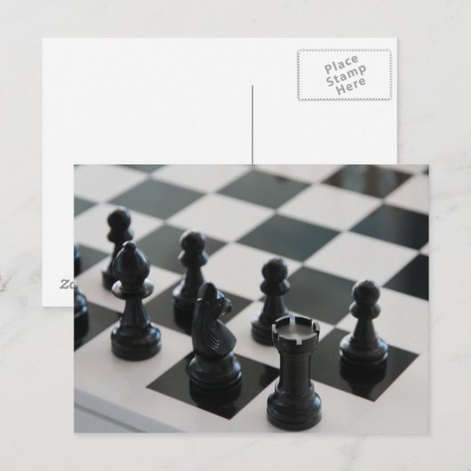 Schaakbord en stukken Briefkaart (Voorkant / Achterkant)