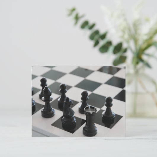 Schaakbord en stukken Briefkaart (Staand voorkant)